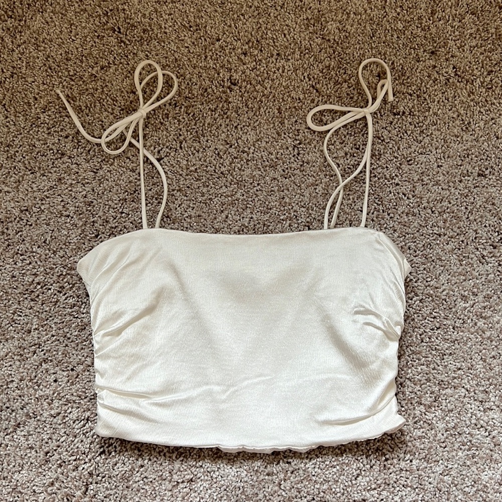 Zara white satin top